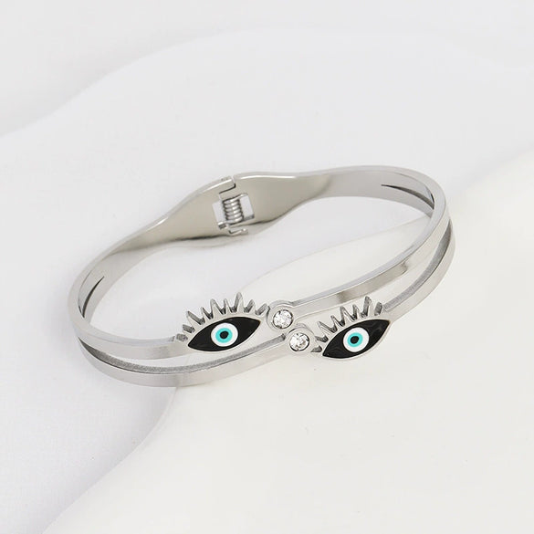 Wholesale Women's Titanium Steel Geometric Light Luxury Style Electroplated Eye Bracelet Waterproof Sweat Proof