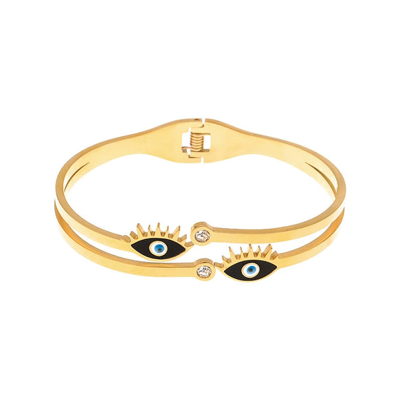 Wholesale Women's Titanium Steel Geometric Light Luxury Style Electroplated Eye Bracelet Waterproof Sweat Proof