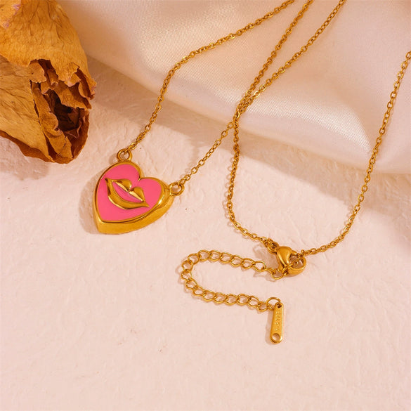 Wholesale Women's Titanium Steel Geometric Lip Necklace Exaggerated Niche Fashion 18K Gold Nonfading
