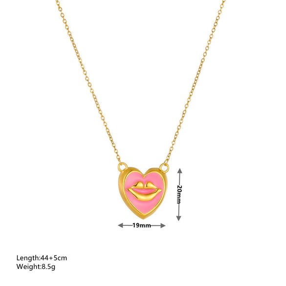 Wholesale Women's Titanium Steel Geometric Lip Necklace Exaggerated Niche Fashion 18K Gold Nonfading