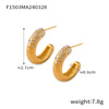 Wholesale Women's 316L Stainless Steel Geometric Micro Inlay Electroplated Fashion Commuter Jewelry C Earrings