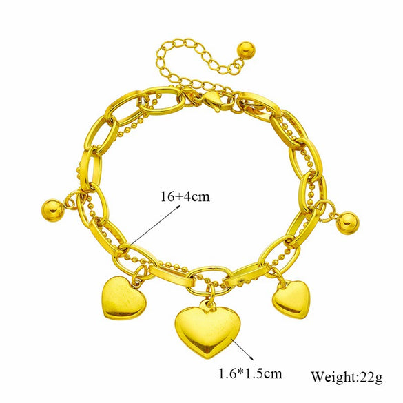 Wholesale Women's Titanium Steel Geometric Multilayer Metal Chain Jewelry Bracelet With Electroplating