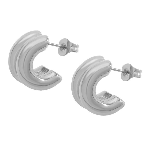 Wholesale Women's 316L Stainless Steel Geometric Niche Ushape Goldplated Doublelayer Earrings Jewelry