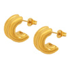 Wholesale Women's 316L Stainless Steel Geometric Niche Ushape Goldplated Doublelayer Earrings Jewelry