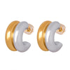 Wholesale Women's 316L Stainless Steel Geometric Niche Ushape Goldplated Doublelayer Earrings Jewelry