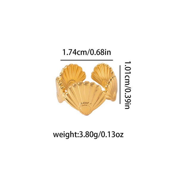 Wholesale Women's Titanium Steel Geometric Ocean Element Scallop Ring With Electroplating Design