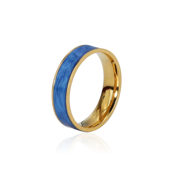 Wholesale Women's Titanium Steel Geometric Oil Dropping Ring 18K Gold Plated