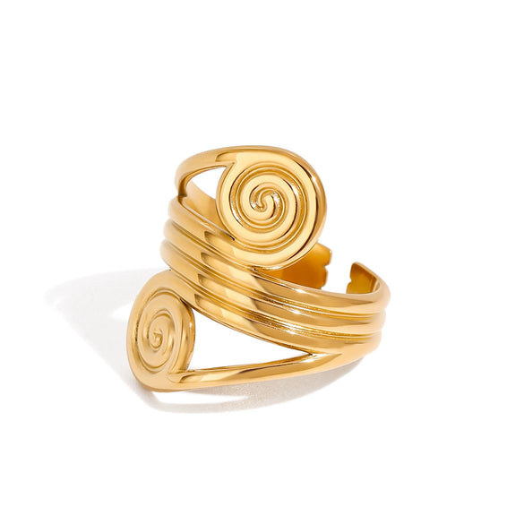 Wholesale Women's Titanium Steel Geometric Open Curved Ring With Electroplating Jewelry