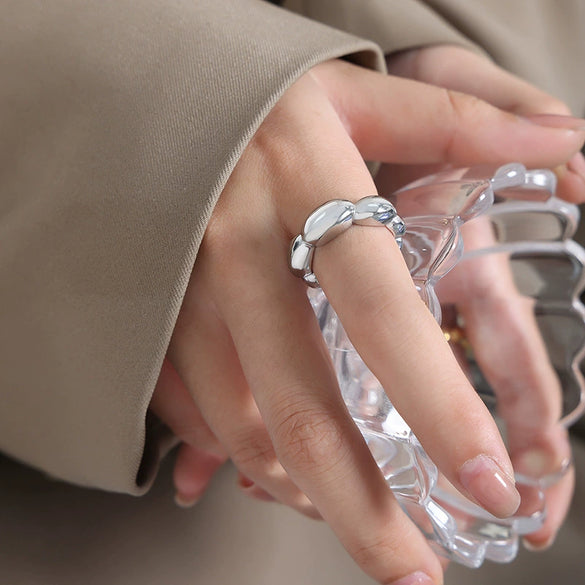 Wholesale Women's Titanium Steel Geometric Open Ring And Earrings With Electroplating Baroque Punk Hip Hop Style Rice Beads Non Fading