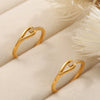 Wholesale Women's 316L Stainless Steel Geometric Open Ring Electroplated 18K Gold Light Luxury Highend Ring