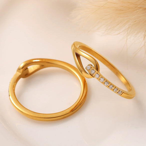 Wholesale Women's 316L Stainless Steel Geometric Open Ring Electroplated 18K Gold Light Luxury Highend Ring