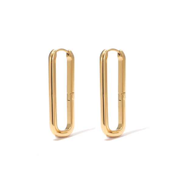 Wholesale Women's Titanium Steel Geometric Oval Earrings With Electroplating Cold Style Light Luxury Design