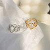 Wholesale Women's Titanium Steel Geometric Oval Stitching Opening Ring With 18K Gold Electroplating