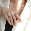 Wholesale Women's Titanium Steel Geometric Oval Stitching Opening Ring With 18K Gold Electroplating
