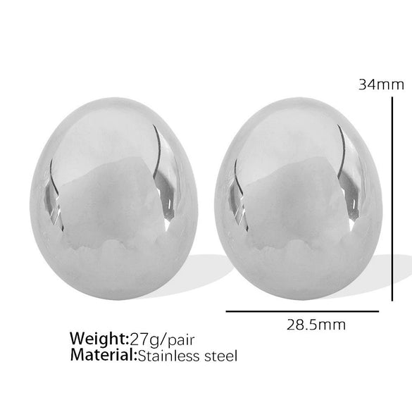 Wholesale Women's 316L Stainless Steel Geometric Oval Stud Earrings With Electroplating Treatment