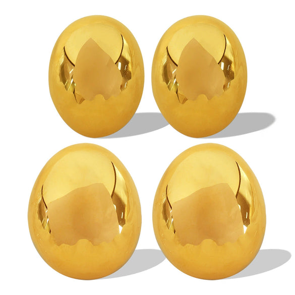 Wholesale Women's 316L Stainless Steel Geometric Oval Stud Earrings With Electroplating Treatment
