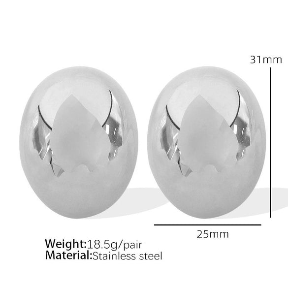 Wholesale Women's 316L Stainless Steel Geometric Oval Stud Earrings With Electroplating Treatment