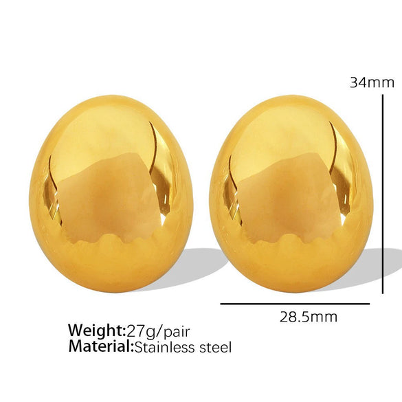 Wholesale Women's 316L Stainless Steel Geometric Oval Stud Earrings With Electroplating Treatment