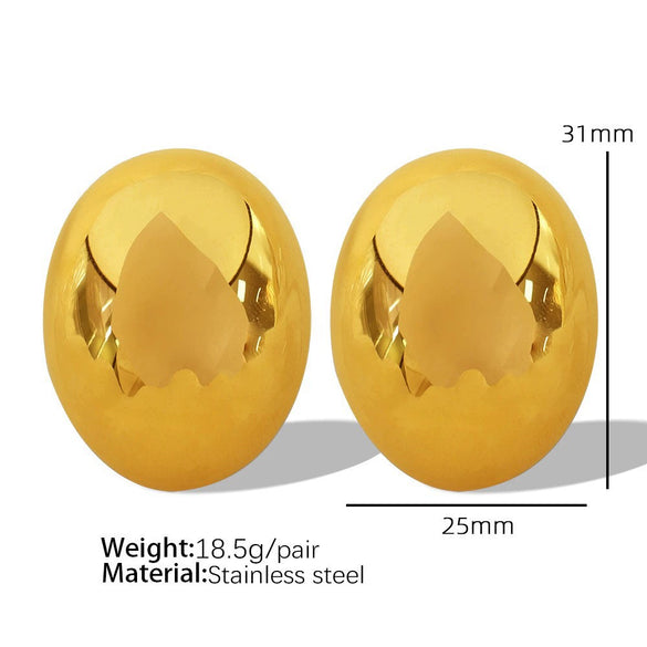 Wholesale Women's 316L Stainless Steel Geometric Oval Stud Earrings With Electroplating Treatment