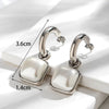 Wholesale Women's Titanium Steel Geometric Pearl Pendant Earrings Light Luxury Electroplated