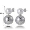 Wholesale Women's Titanium Steel Geometric Pearl Pendant Earrings Light Luxury Electroplated