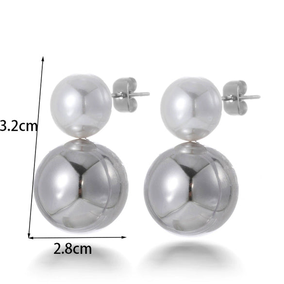 Wholesale Women's Titanium Steel Geometric Pearl Pendant Earrings Light Luxury Electroplated