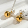 Wholesale Women's Titanium Steel Geometric Pearl Pendant Earrings Light Luxury Electroplated