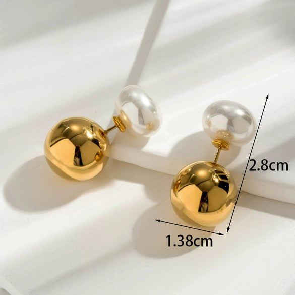 Wholesale Women's Titanium Steel Geometric Pearl Pendant Earrings Light Luxury Electroplated