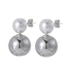 Wholesale Women's Titanium Steel Geometric Pearl Pendant Earrings Light Luxury Electroplated