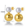 Wholesale Women's Titanium Steel Geometric Pearl Pendant Earrings Light Luxury Electroplated