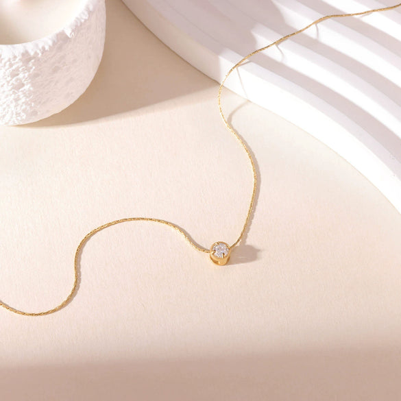 Wholesale Women's Titanium Steel Geometric Pendant Necklace With Bamboo Chain Electroplated Simple Light Luxury Style