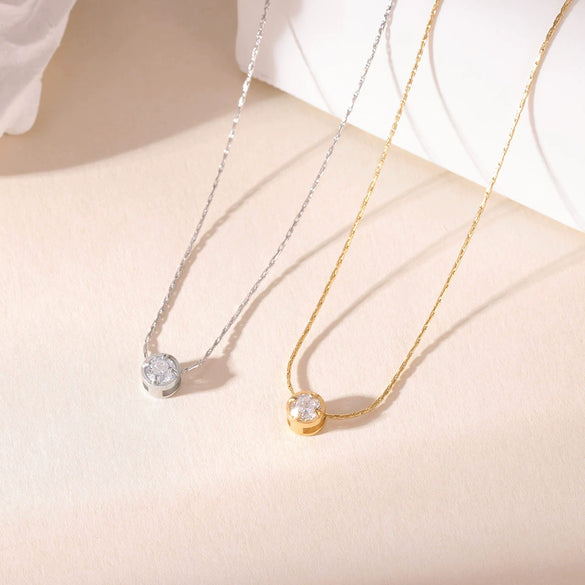 Wholesale Women's Titanium Steel Geometric Pendant Necklace With Bamboo Chain Electroplated Simple Light Luxury Style