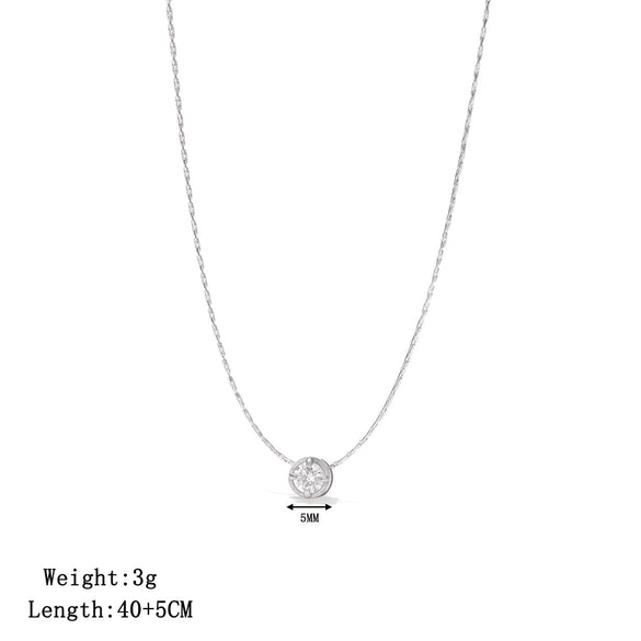 Wholesale Women's Titanium Steel Geometric Pendant Necklace With Bamboo Chain Electroplated Simple Light Luxury Style