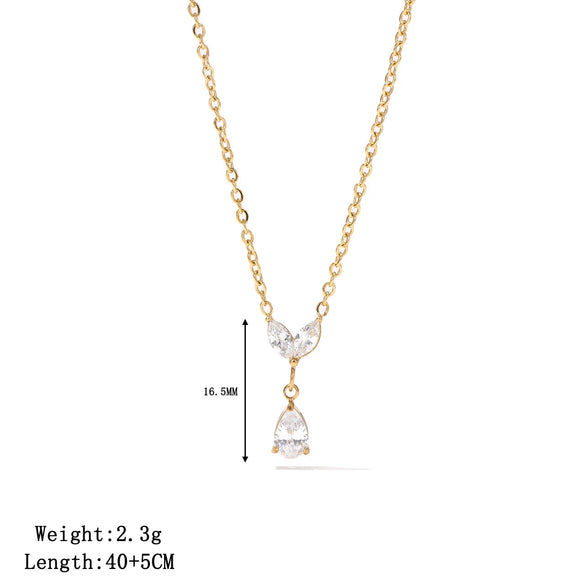 Wholesale Women's Titanium Steel Geometric Pendant Necklace With O Word Chain And Electroplating