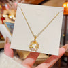 Wholesale Women's Titanium Steel Geometric Pendant Necklace With Pearl Inlaid And Cross Chain Light Luxury Style