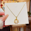 Wholesale Women's Titanium Steel Geometric Pendant Necklace With Pearl Inlaid And Cross Chain Light Luxury Style