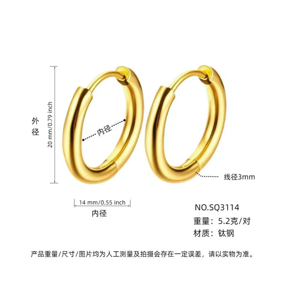 Wholesale Women's Titanium Steel Geometric Plain Ring Earrings With Electroplating Design