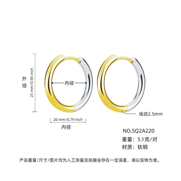 Wholesale Women's Titanium Steel Geometric Plain Ring Earrings With Electroplating Design