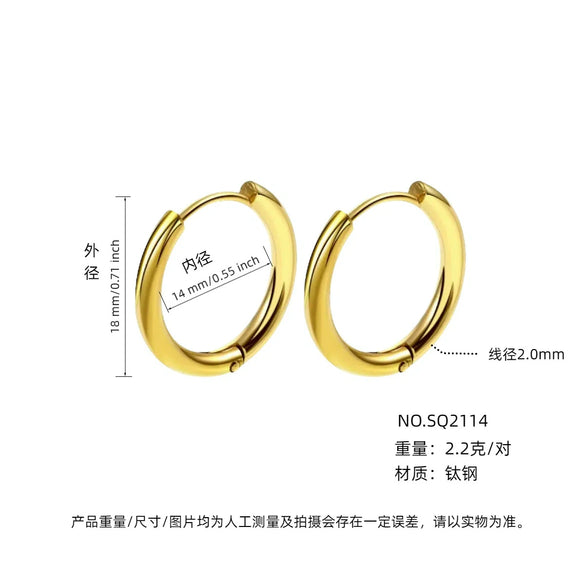 Wholesale Women's Titanium Steel Geometric Plain Ring Earrings With Electroplating Design