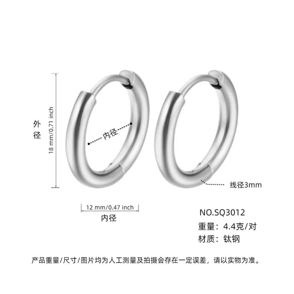 Wholesale Women's Titanium Steel Geometric Plain Ring Earrings With Electroplating Design