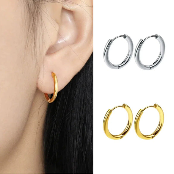 Wholesale Women's Titanium Steel Geometric Plain Ring Earrings With Electroplating Design