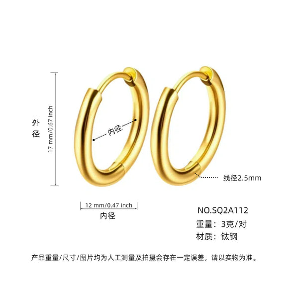 Wholesale Women's Titanium Steel Geometric Plain Ring Earrings With Electroplating Design