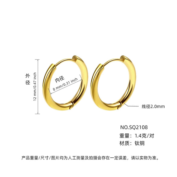 Wholesale Women's Titanium Steel Geometric Plain Ring Earrings With Electroplating Design