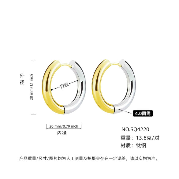 Wholesale Women's Titanium Steel Geometric Plain Ring Earrings With Electroplating Design
