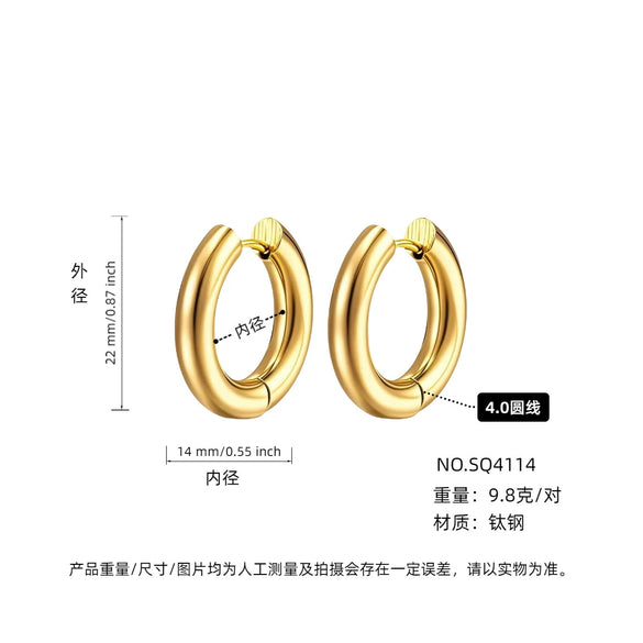 Wholesale Women's Titanium Steel Geometric Plain Ring Earrings With Electroplating Design