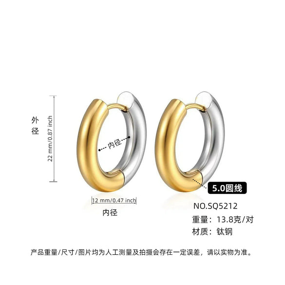 Wholesale Women's Titanium Steel Geometric Plain Ring Earrings With Electroplating Design