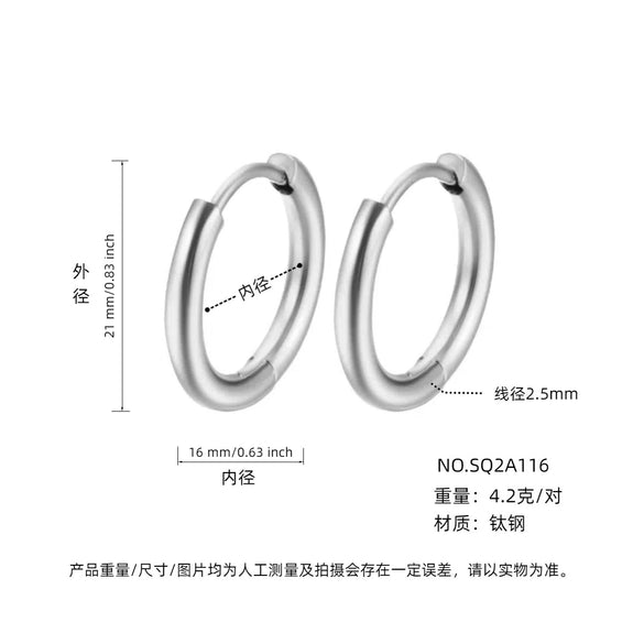 Wholesale Women's Titanium Steel Geometric Plain Ring Earrings With Electroplating Design