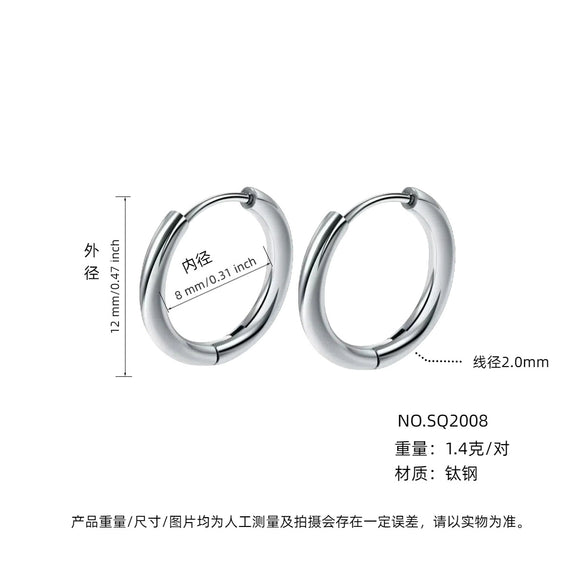 Wholesale Women's Titanium Steel Geometric Plain Ring Earrings With Electroplating Design