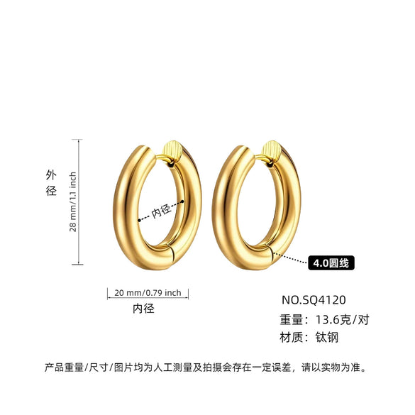 Wholesale Women's Titanium Steel Geometric Plain Ring Earrings With Electroplating Design