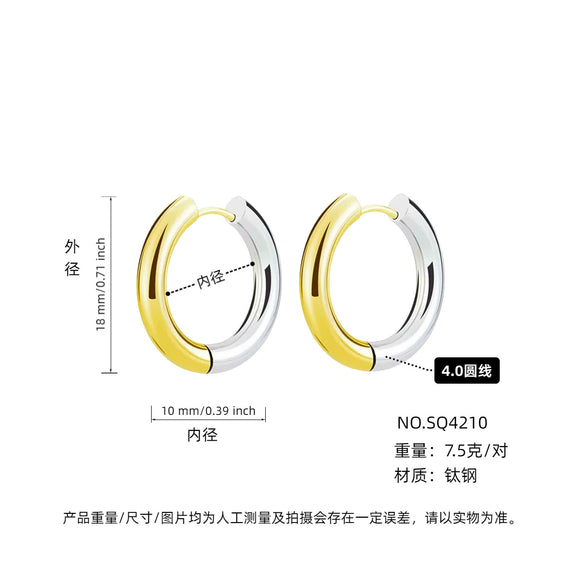 Wholesale Women's Titanium Steel Geometric Plain Ring Earrings With Electroplating Design